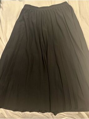 Black Pleated Midi Skirt - Women